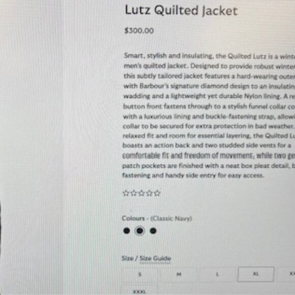 Barbour Quilted Lutz Jacket XL Navy - Picture 5 of 8